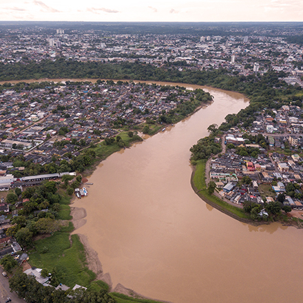 Aerial image of a river in Acre