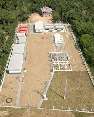 Aerial image of an electricity installation using biofuels from the grupo BBF