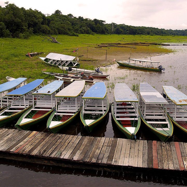 Image of Boats anchored at a river pier in Amazonas